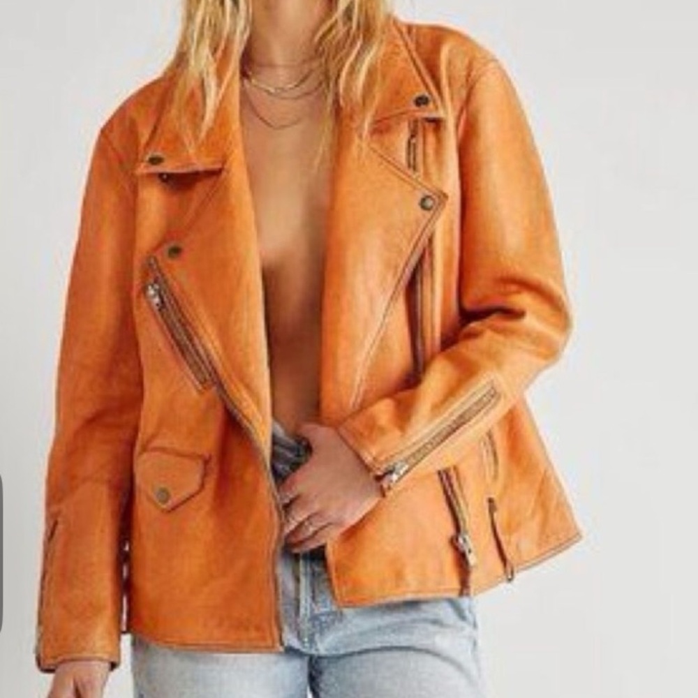 NWOT FREE PEOPLE Jealousy leather jacket biker jacket